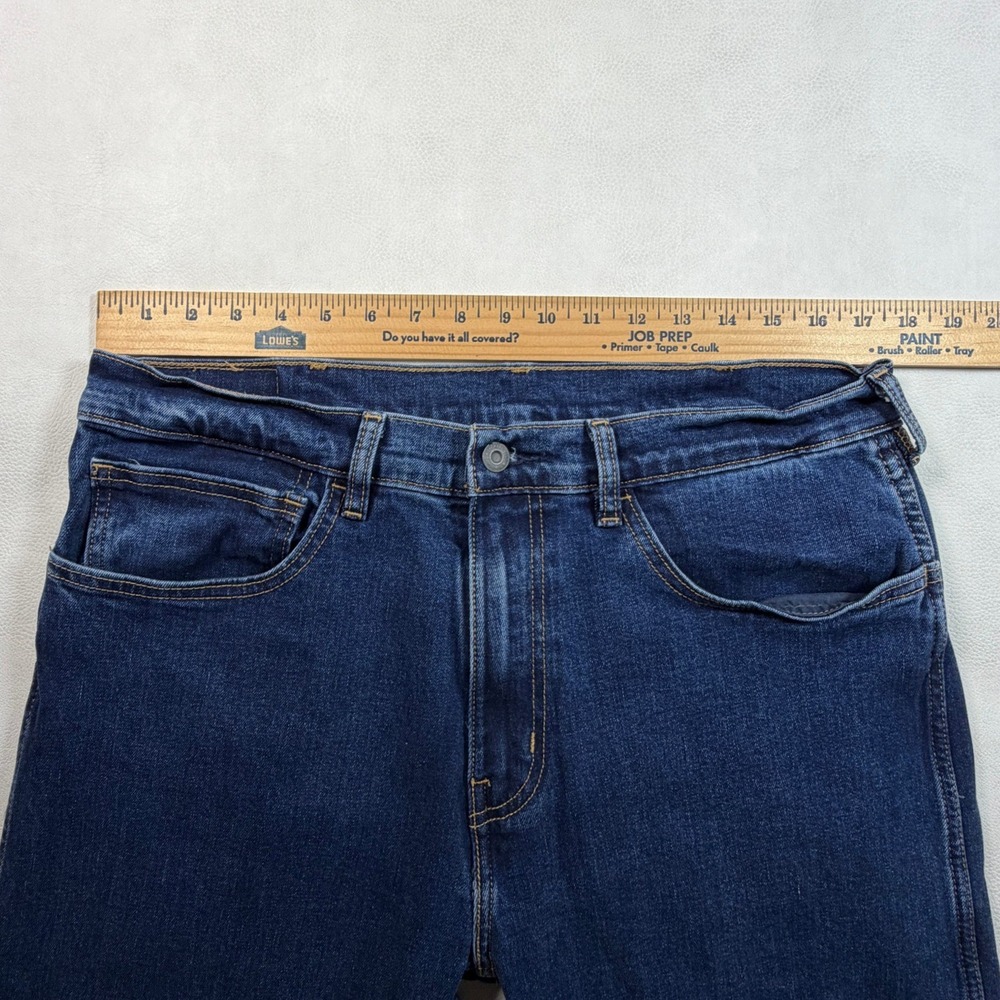 Levis Workwear 505 Regular Fit Mens Jeans Dark Wash Indigo 35x32 Straight Leg - Picture 5 of 11